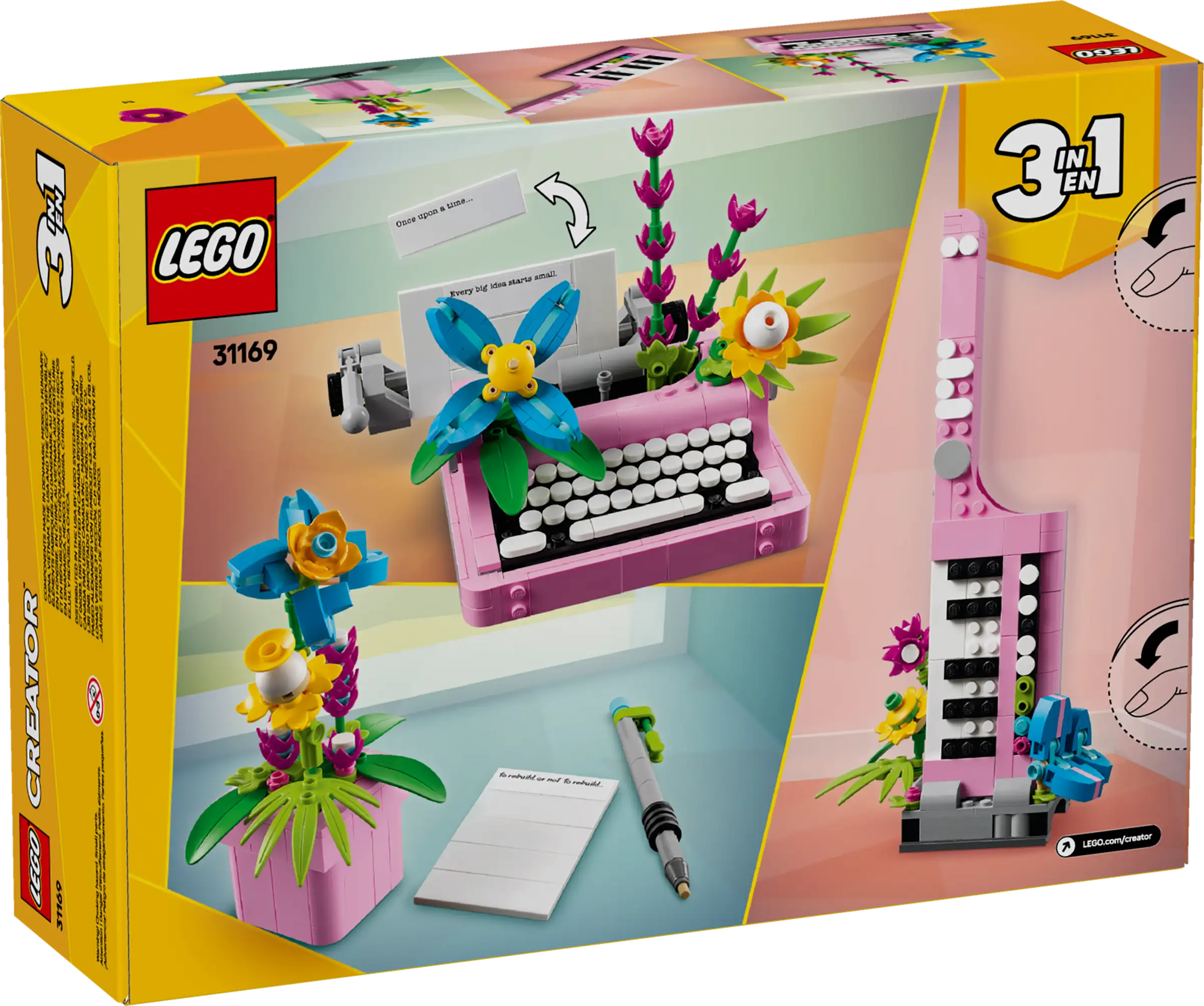 לגו קריאטור 3 ב-1 – מכונת כתיבה עם פרחים (31169)