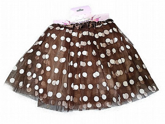 חצאית טוטו חום עם נקודות במבי באורך 45 ס"מ