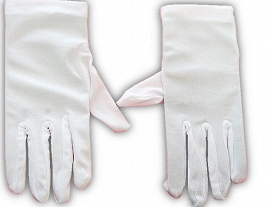 כפפות לבנות מבד קצרות אורך 21 ס"מ