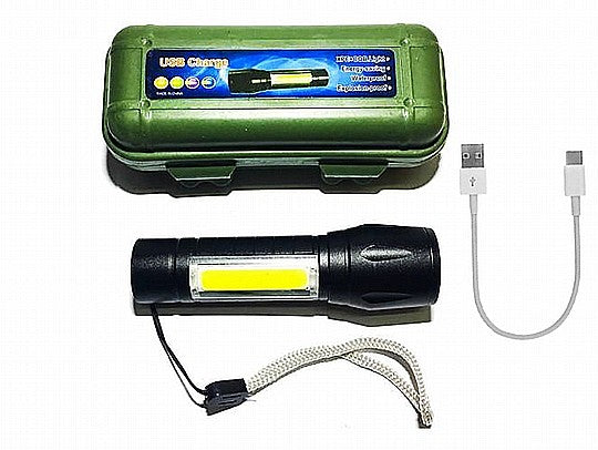 פנס לד נטען בקופסא עם USB