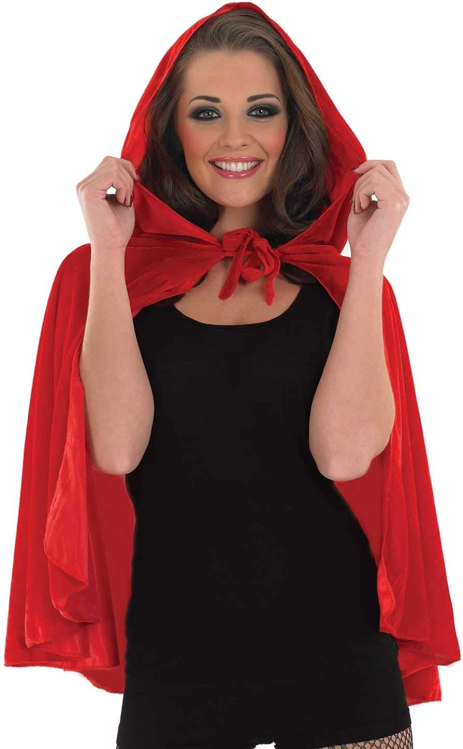 גלימה אדומה עם כובע מבד סטן