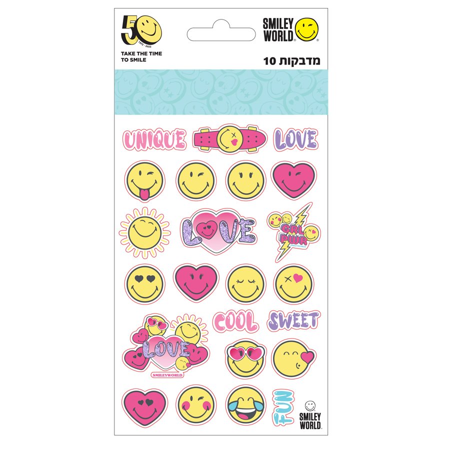 10 דפי מדבקות סמיילים