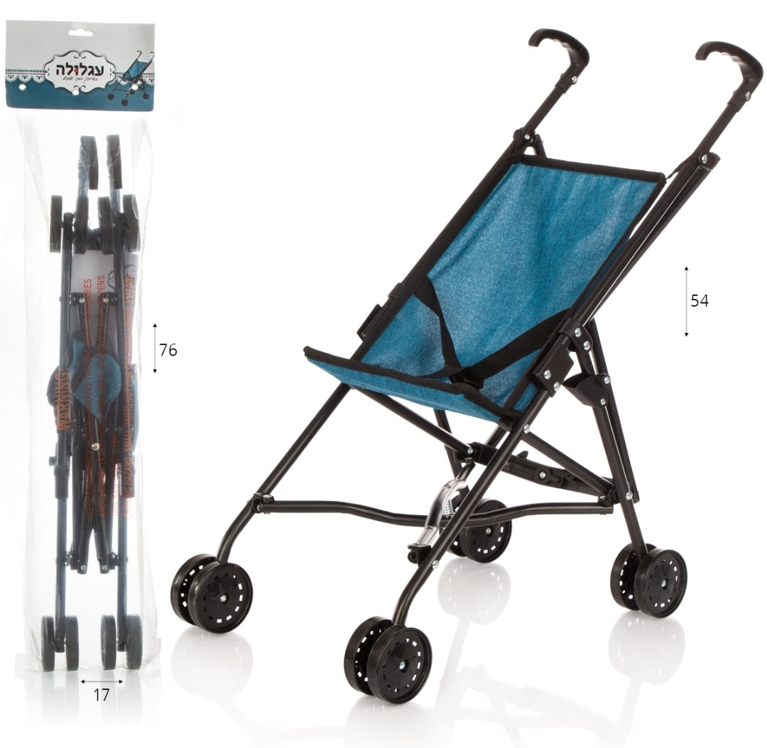 עגלה לבובה כחולה