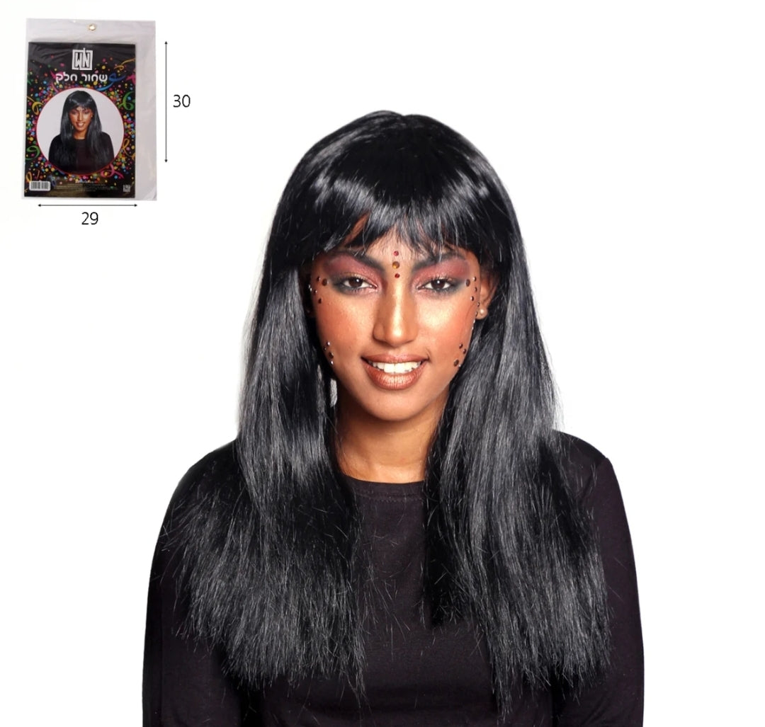 פאה שחורה ארוכה עם פוני