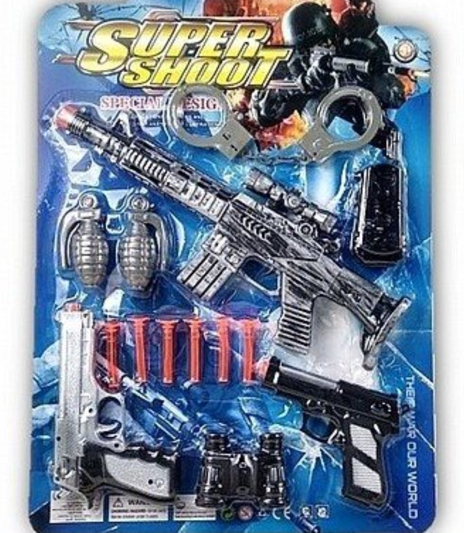 סט נשקים ואביזרים לתחפושת שוטר