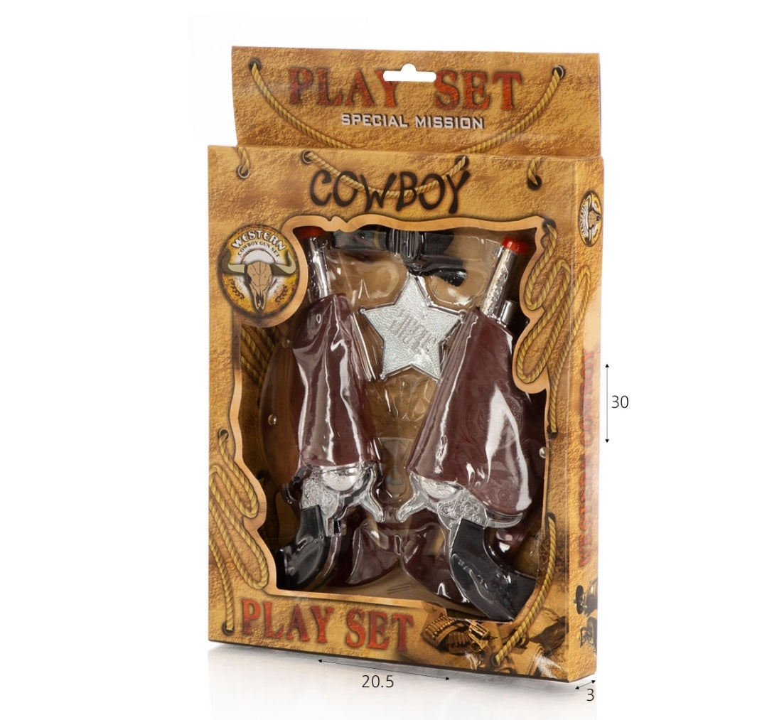 נרתיקים לאקדחים עם אקדחים חגורה וסמל שריף