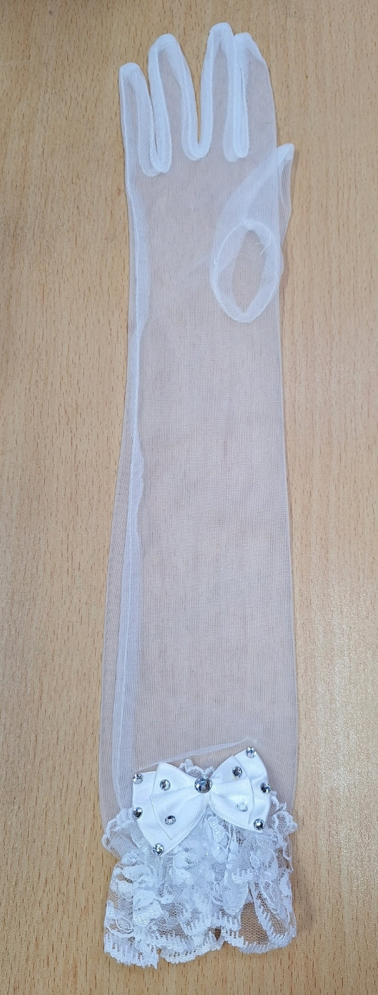 כפפות ארוכות שקופות לבן 48 ס"מ