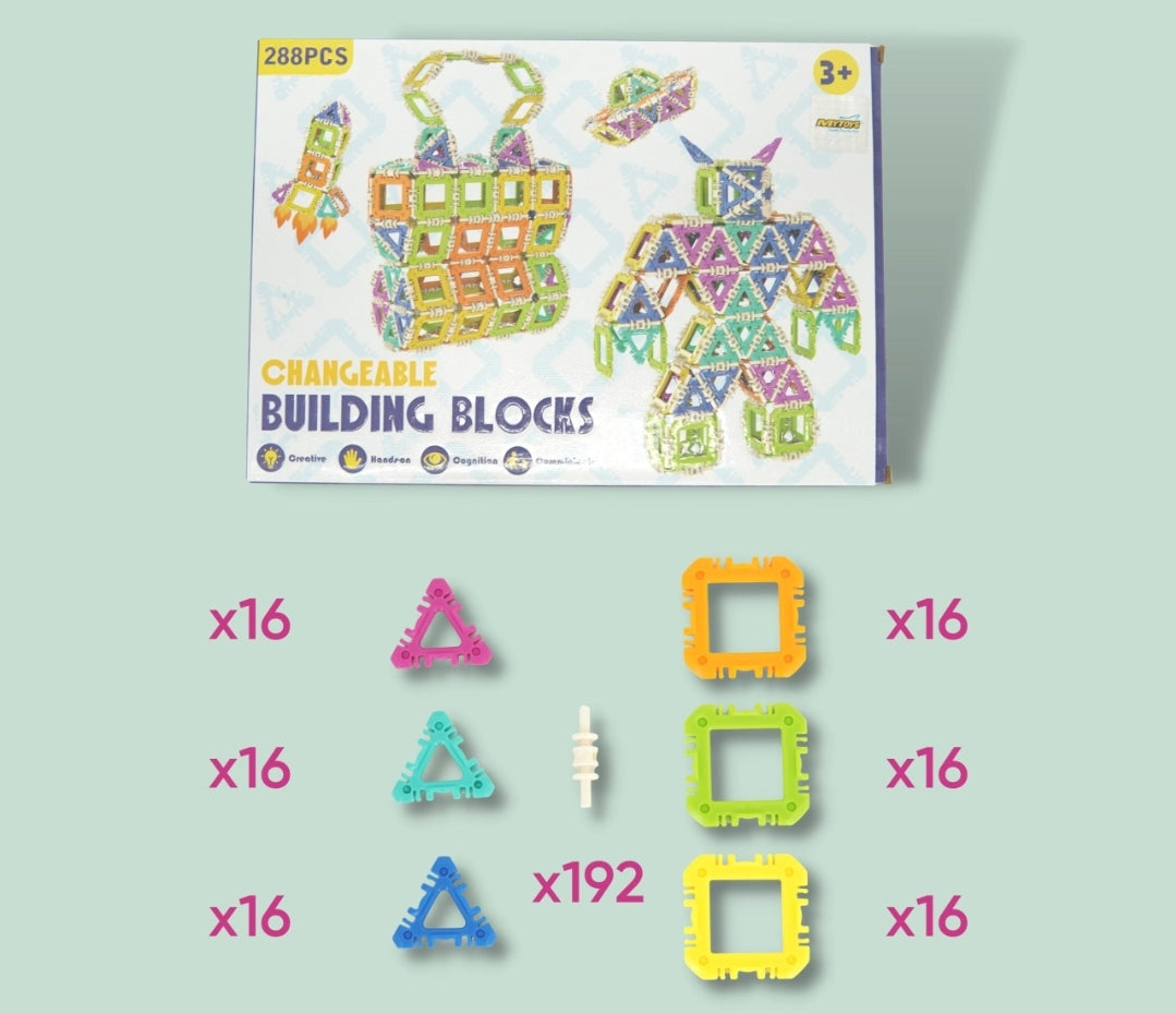 משחק הרכבה צורות ומוטות 288 חלקים