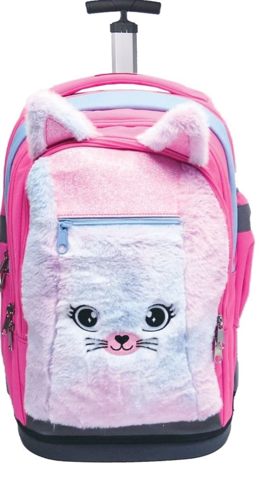 תיק טרולי לבית הספר גלגלים מובנים חתול Step by Step