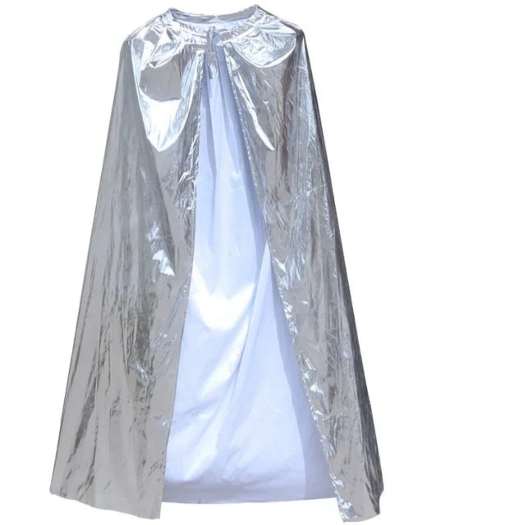 גלימה כסופה מטאלית עם צווארון