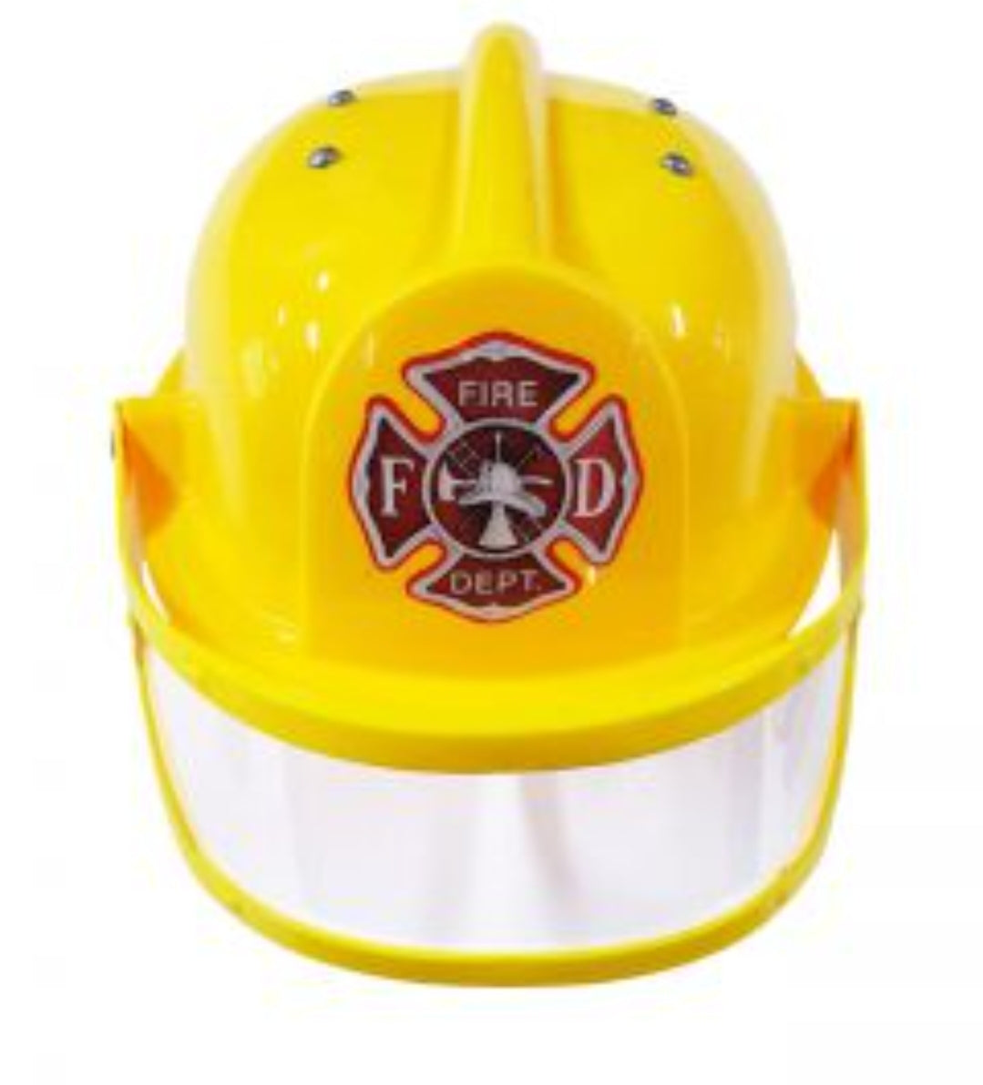 קסדה צהובה לתחפושת כבאי עם משקף