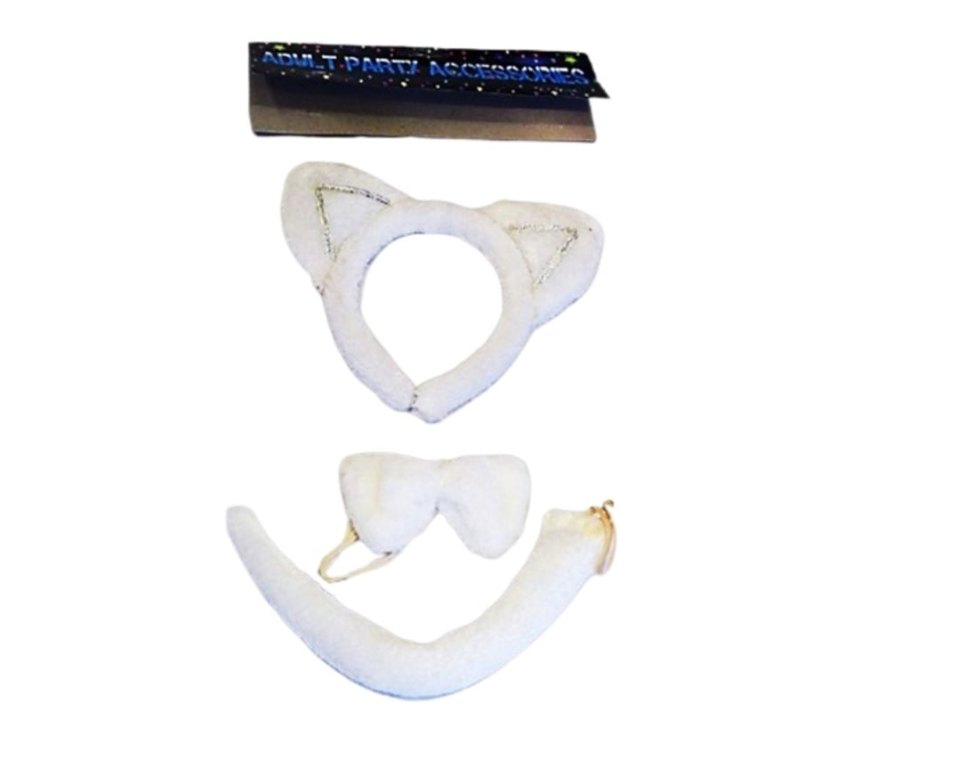 סט אוזני חתול לבן