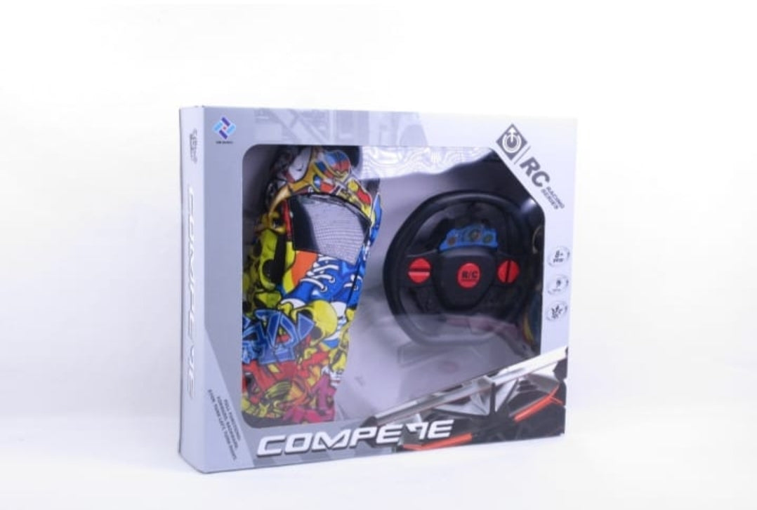 מכונית עם שלט רחוק בצורת הגה גדולה