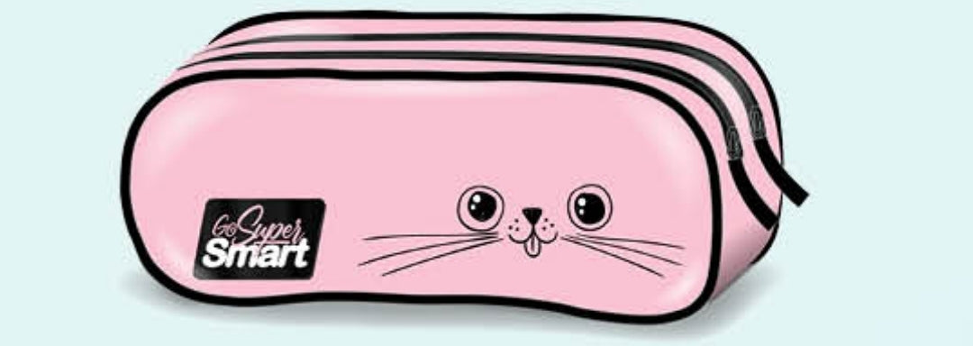 קלמר 2 תאים חתול ורוד Smart