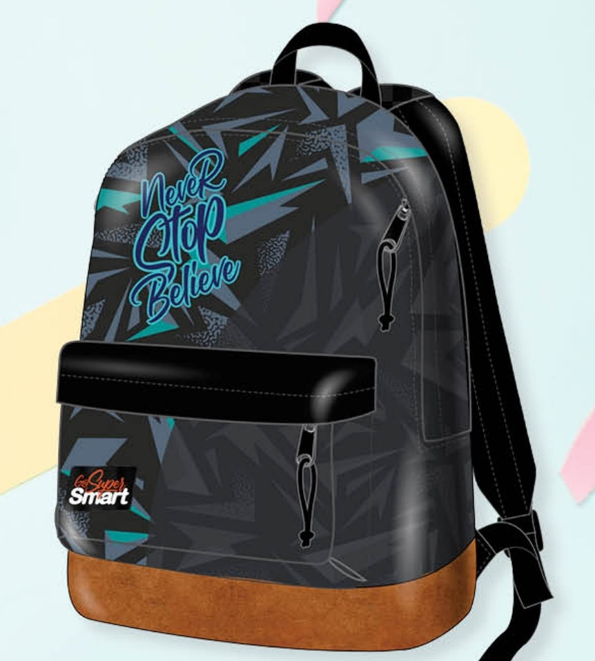 תיק לבית ספר שחור תכלת Smart