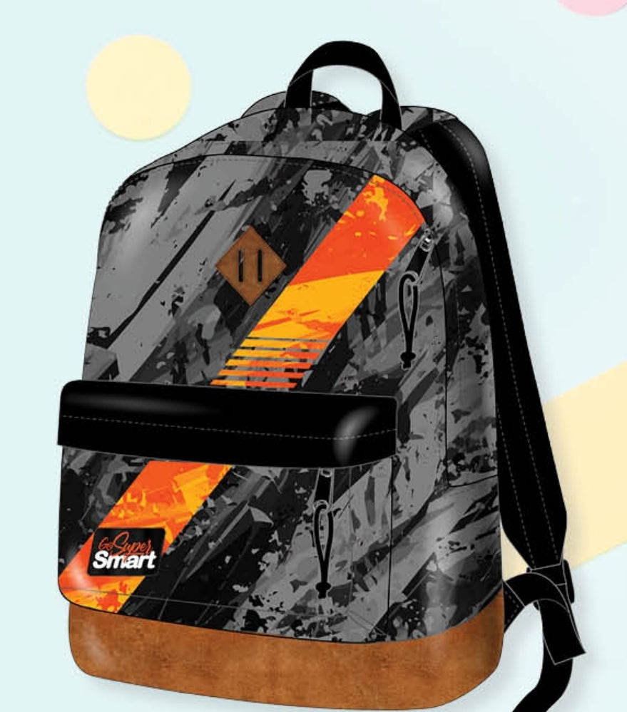 תיק לבית ספר שחור אפור כתום Smart