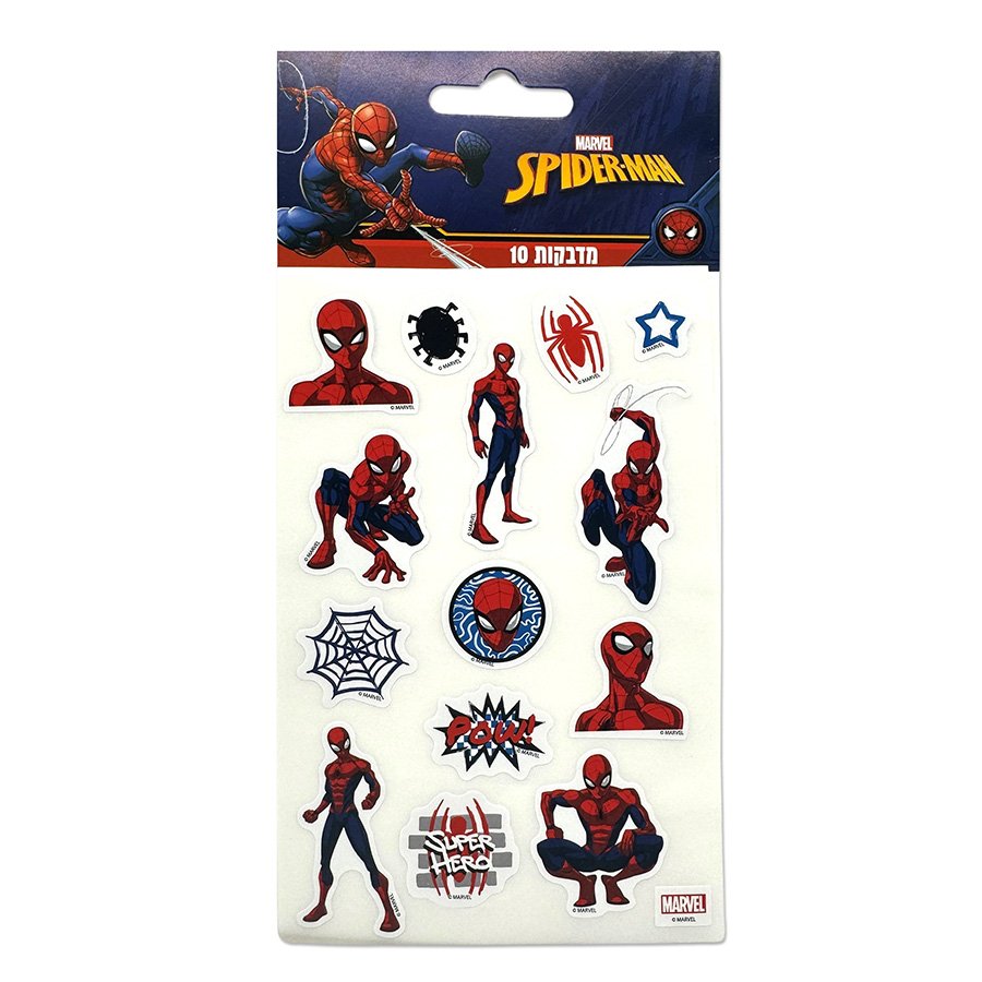 10 דפי מדבקות ספיידרמן