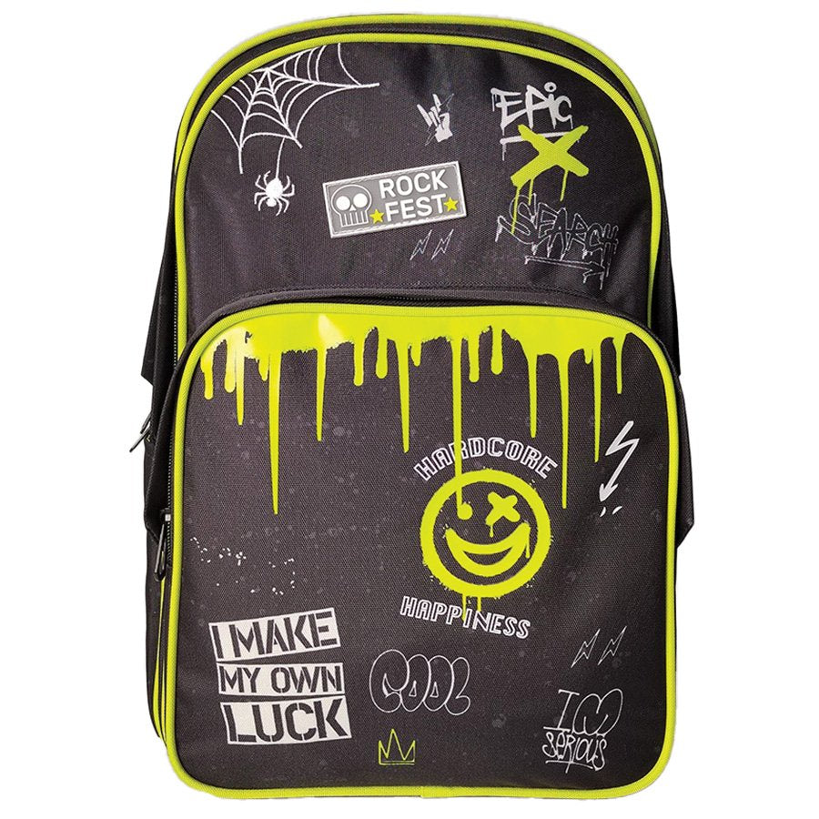 תיק גב 3 תאים שחור שמח