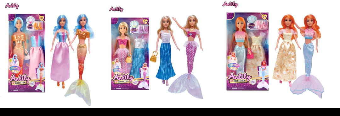 בובת אנלילי (Anlily) בת ים ונסיכה – 2 לוקים בערכה אחת!