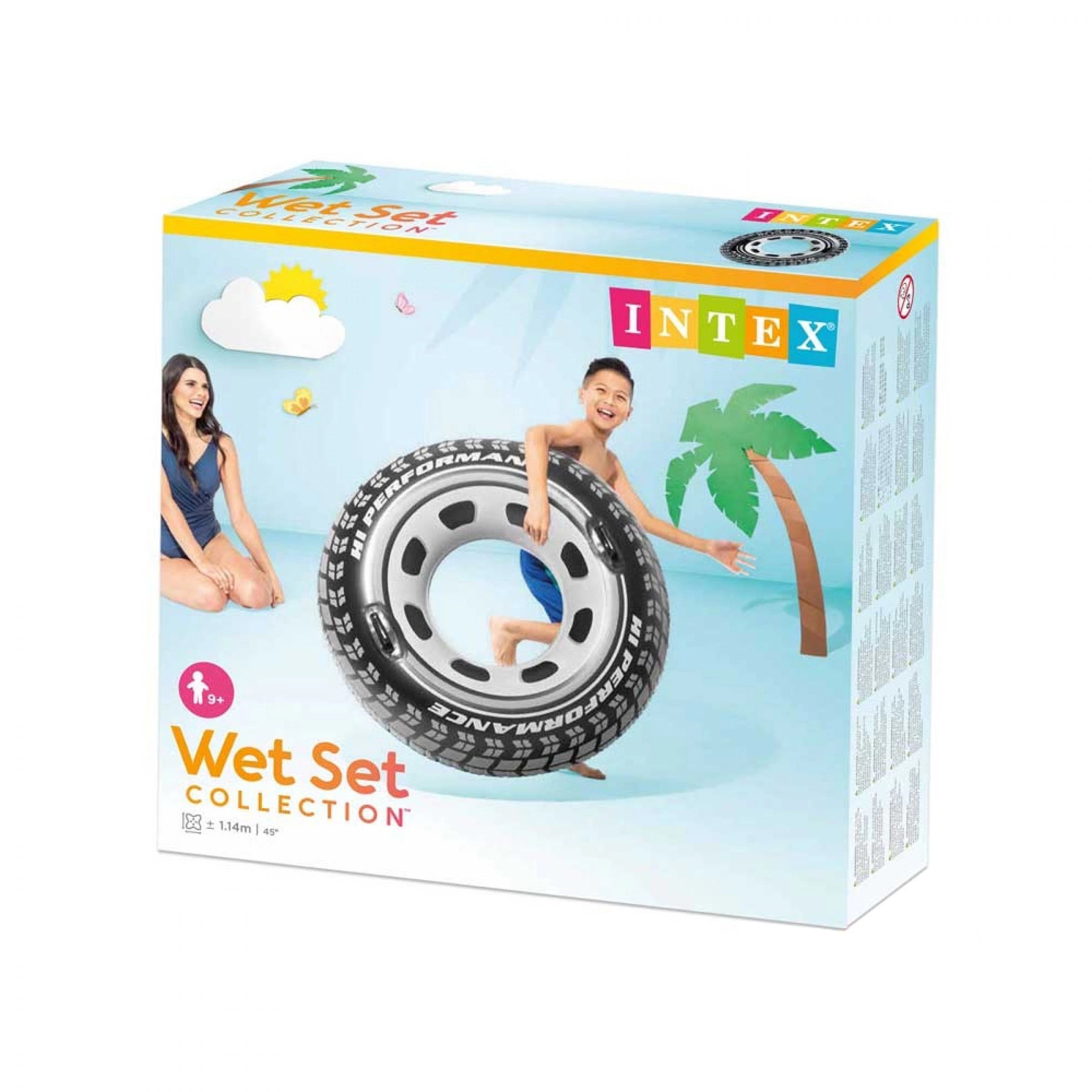 גלגל ים גדול אבוב שחור 114 ס"מ עם ידיות Intex