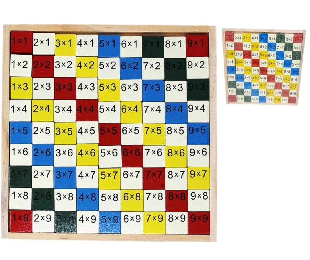 לוח הכפל מעץ עם תשובות