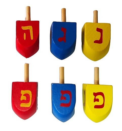 סביבון עץ בינוני 6 יחידות בשקית