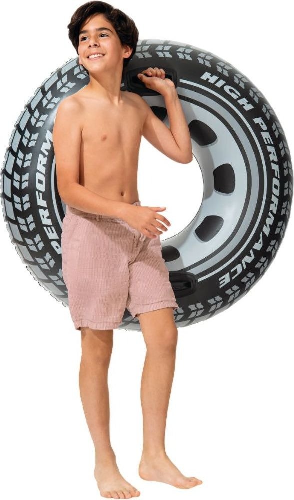 גלגל ים גדול אבוב שחור 114 ס"מ עם ידיות Intex