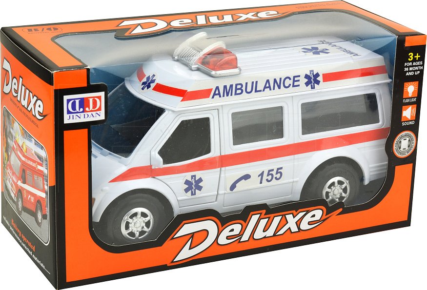 אמבולנס נוסע עם אורות צלילים ודלתות נפתחות