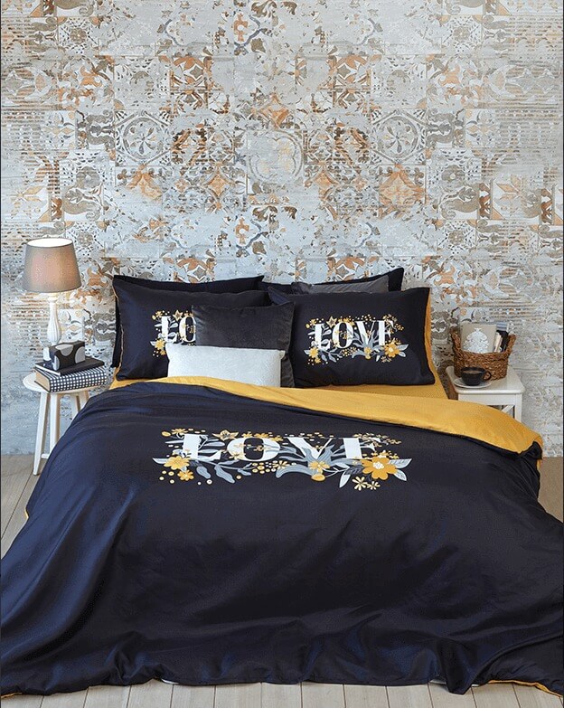 סט מצעים יחיד סאטן אל קמט גולד לאב