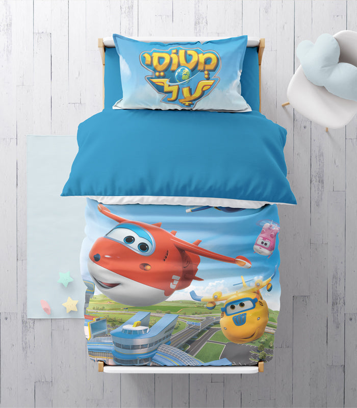 סט מיקרופייבר יחיד מטוסי על דגם סופר ווינגס