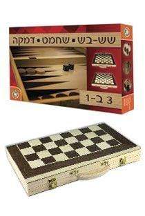 שש בש שחמט ודמקה מעץ-zrizi toys