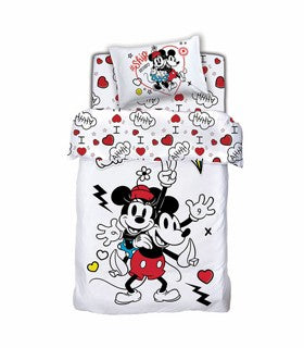 סט מצעים יחיד 100% כותנה קרייזי מיקי/מיני מאוס
