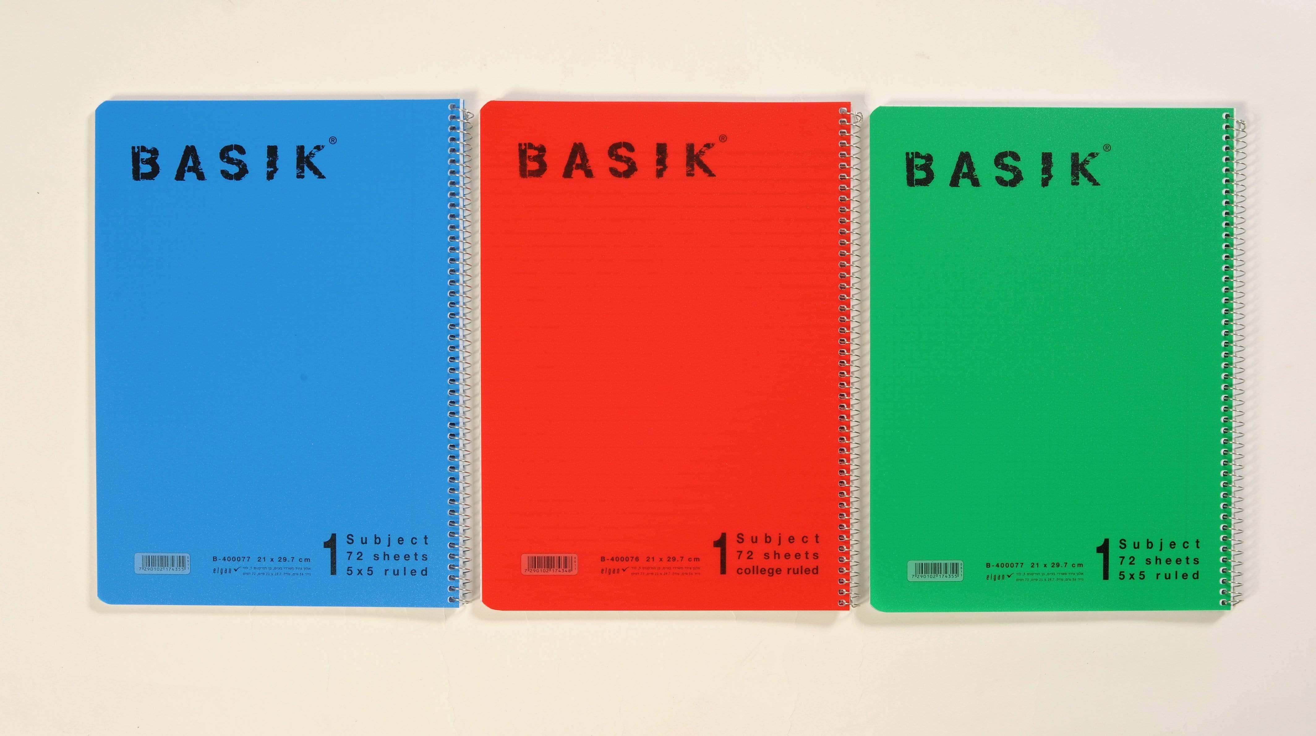 3 מחברות ספירלה איכותיות BASIK - zrizi toys