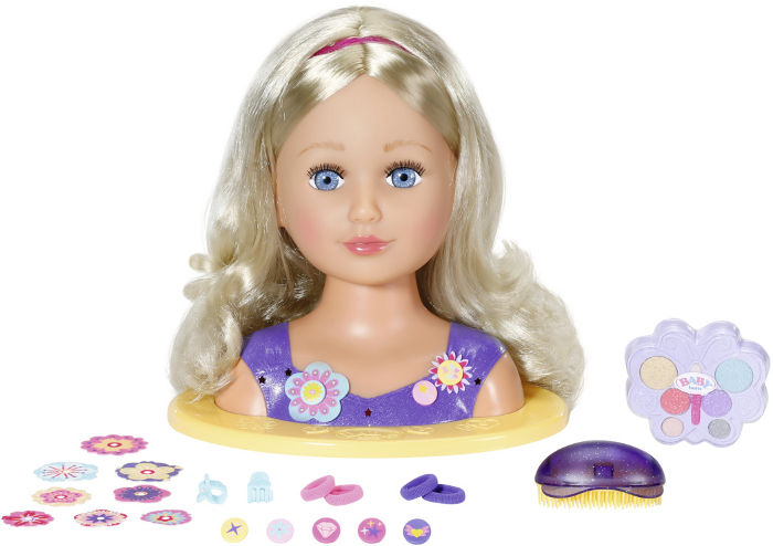 ראש בובה איכותי עם איפור ואבזירי שיער בייבי בורן