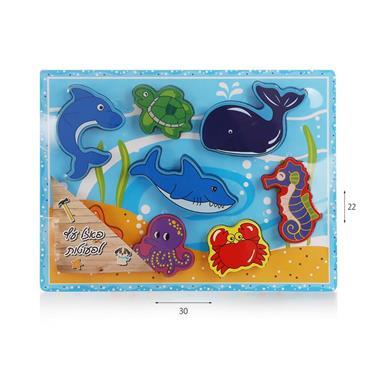 פאזל עץ לפעוטות-חיות ים-zrizi toys