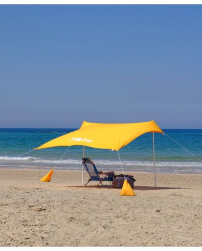 ציליית חוף 2.8×2.8 עם שקי חול ומוטות