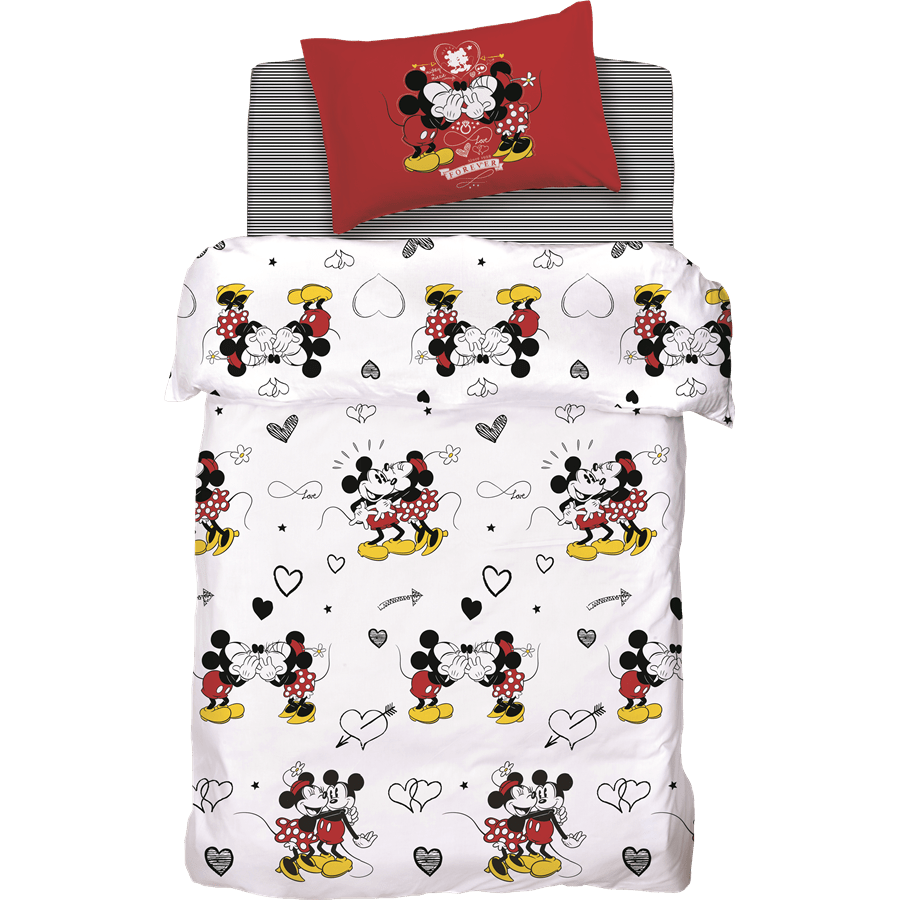 סט מצעים יחיד 100% כותנה קיס&לאב מיקי/מיני מאוס
