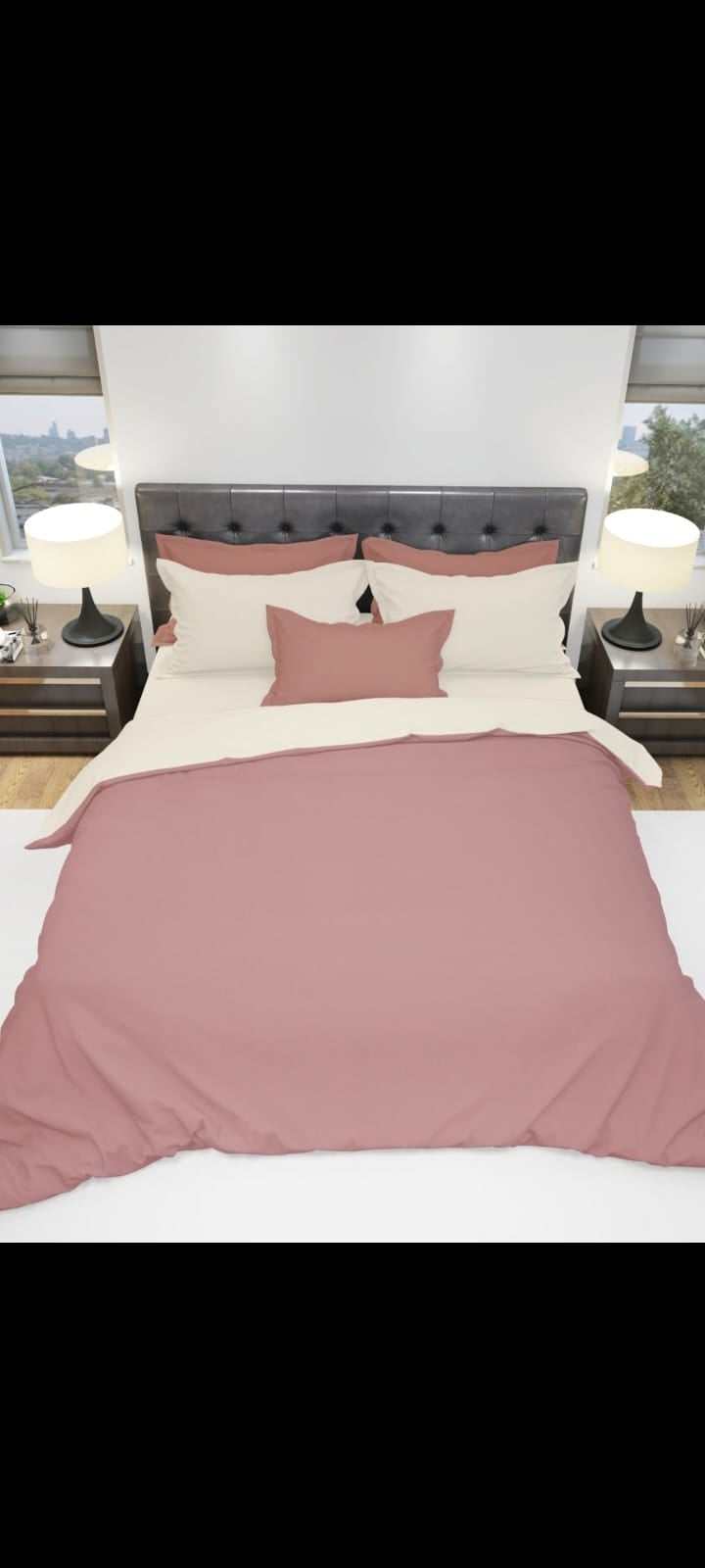 סט מצעים דו צדדי זוגי סאטן אל קמט צפיפות חוטים גבוהה מאוד סדין שמנת