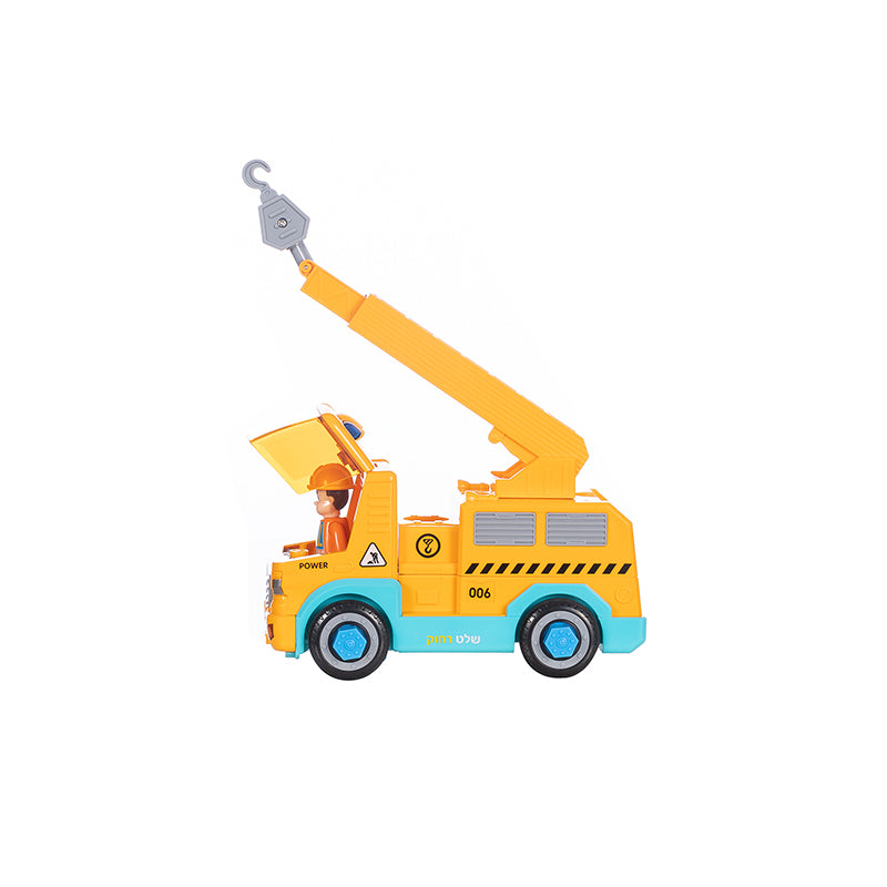 משאית מנוף עם שלט ומברגה חשמלית לפירוק והרכבה