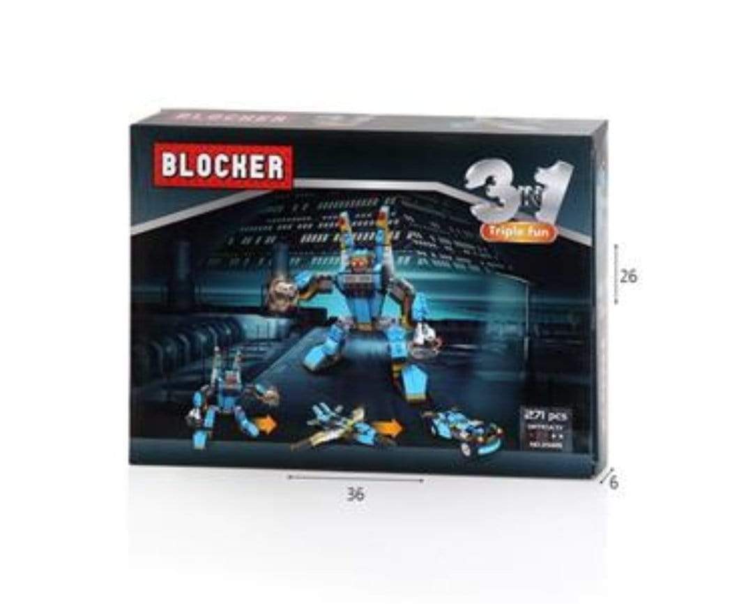 בלוקר 3 ב-1 רובוט כחול 271 חלקים-zrizi toys