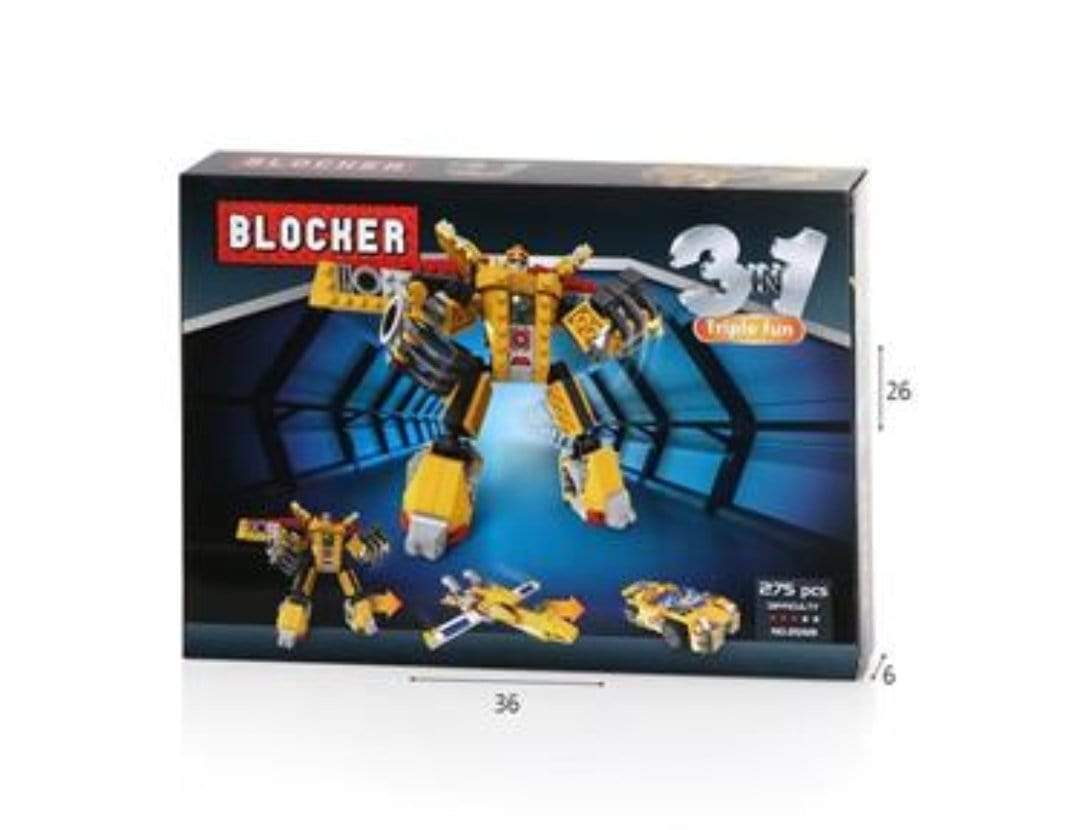 בלוקר 3 ב-1 רובוט צהוב 275 חלקים-zrizi toys