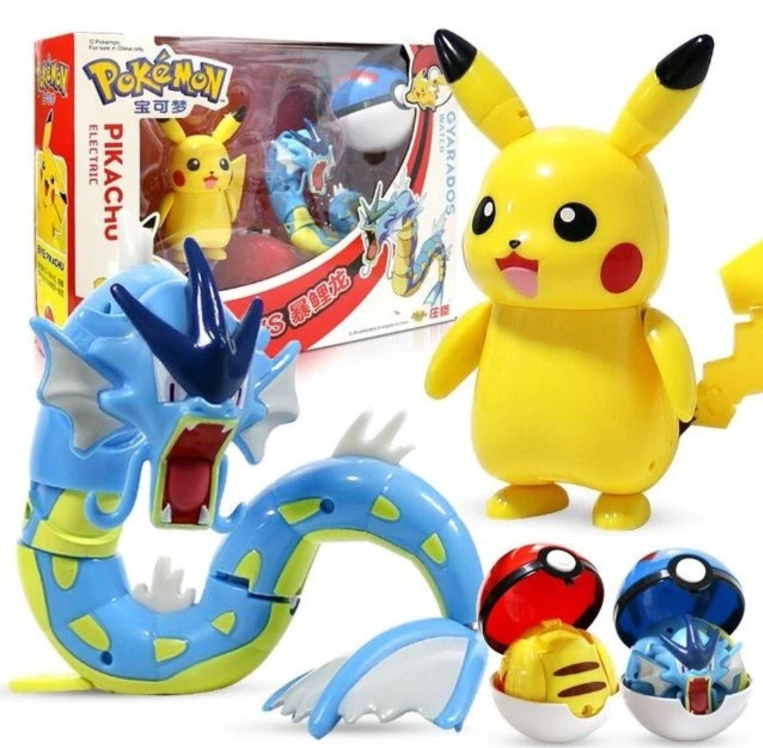 זוג פוקמונים פיקאצו וגרידוס עם פוכדרים