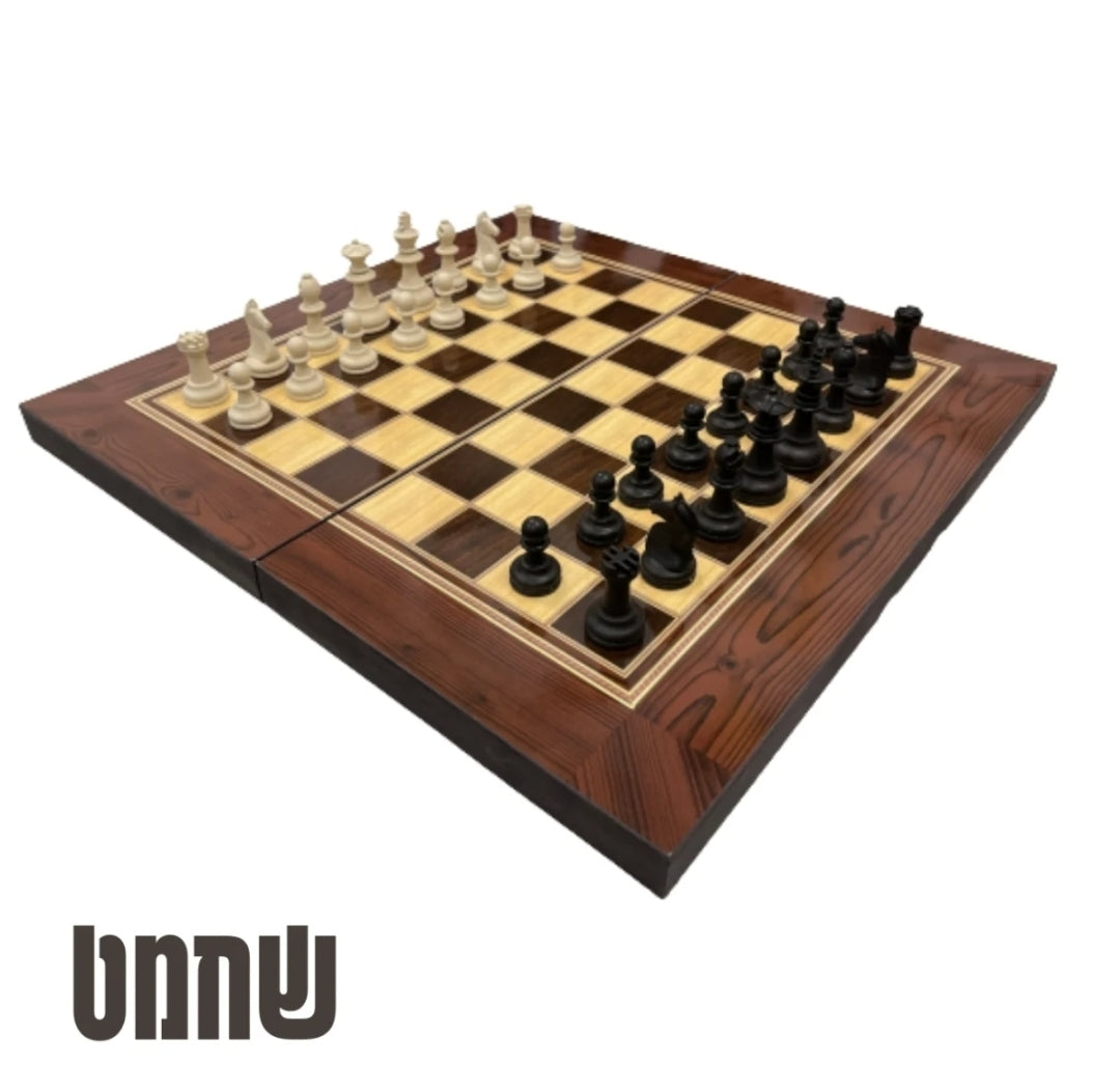 שחמט שש בש דמקה בלוח עץ
