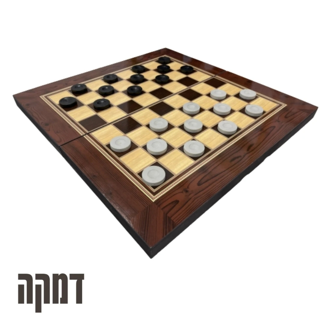 שחמט שש בש דמקה בלוח עץ
