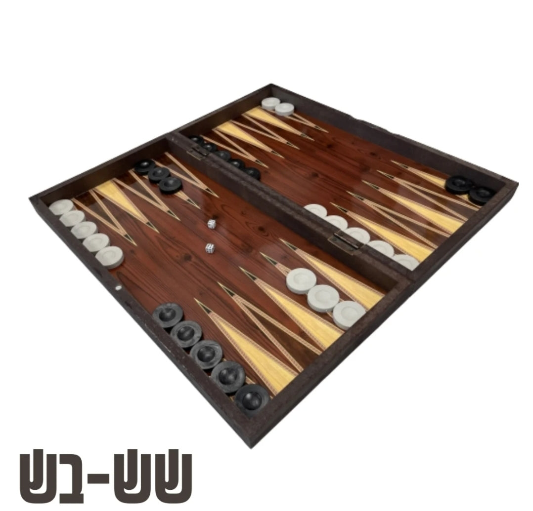 שחמט שש בש דמקה בלוח עץ