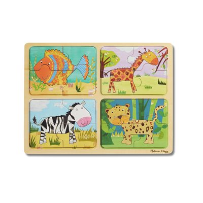 מליסה ודאג רביעיית פאזלים מעץ חיות ספארי