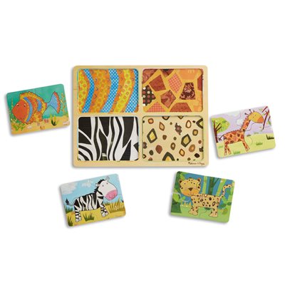 מליסה ודאג רביעיית פאזלים מעץ חיות ספארי