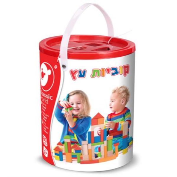 דלי קוביות מעץ 80 חלקים