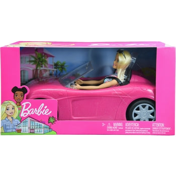 בובת ברבי עם רכב גג נפתח