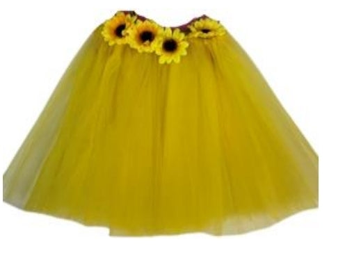 חצאית טוטו צהובה עם חמניות באורך 70 ס"מ